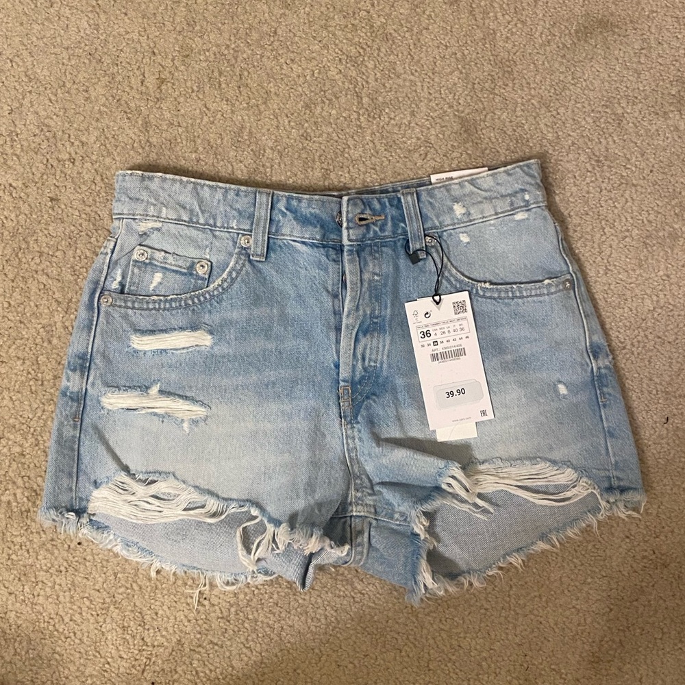 ZARA Frayed Denim Shorts